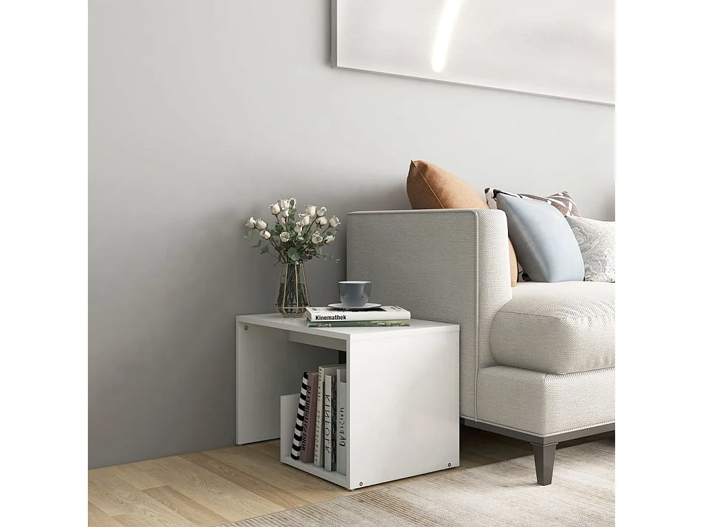 Table d'appoint blanc 59x36x38 cm bois d'ingénierie