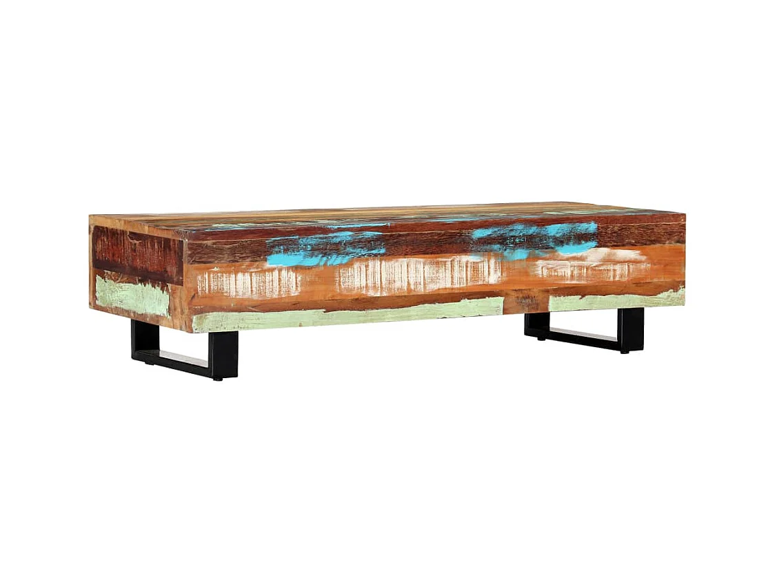 Table basse 120x50x30 cm Bois de récupération solide et acier