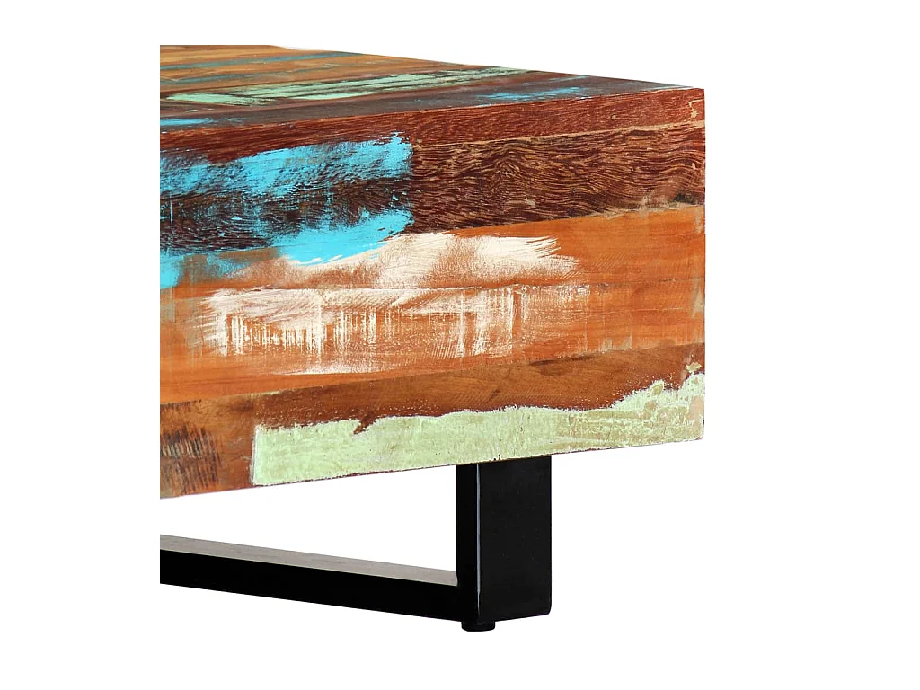 Table basse 120x50x30 cm Bois de récupération solide et acier