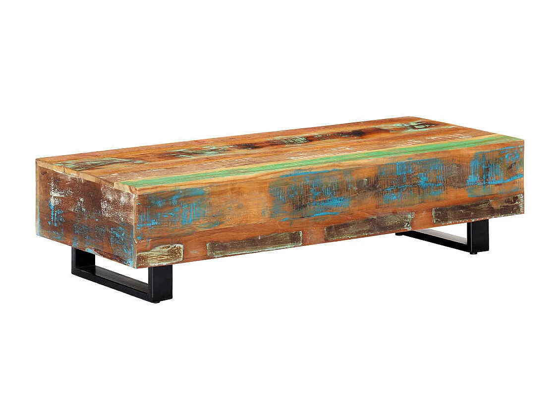 Table basse 120x50x30 cm Bois de récupération solide et acier