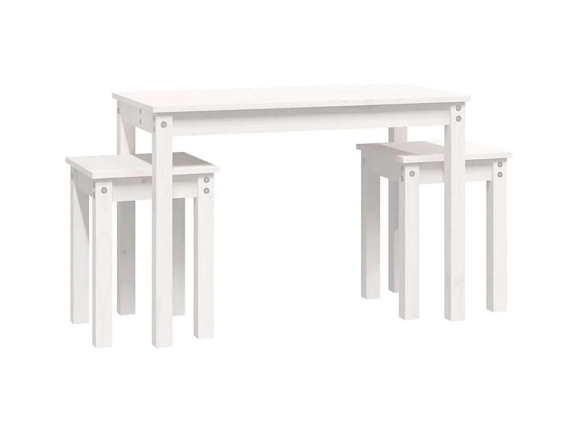 Tables gigognes 3 pcs Blanc Bois de pin massif