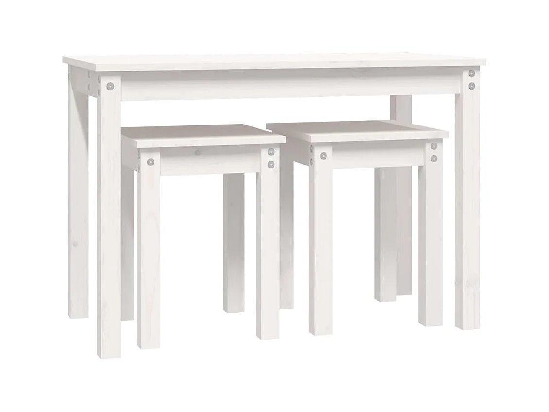 Tables gigognes 3 pcs Blanc Bois de pin massif