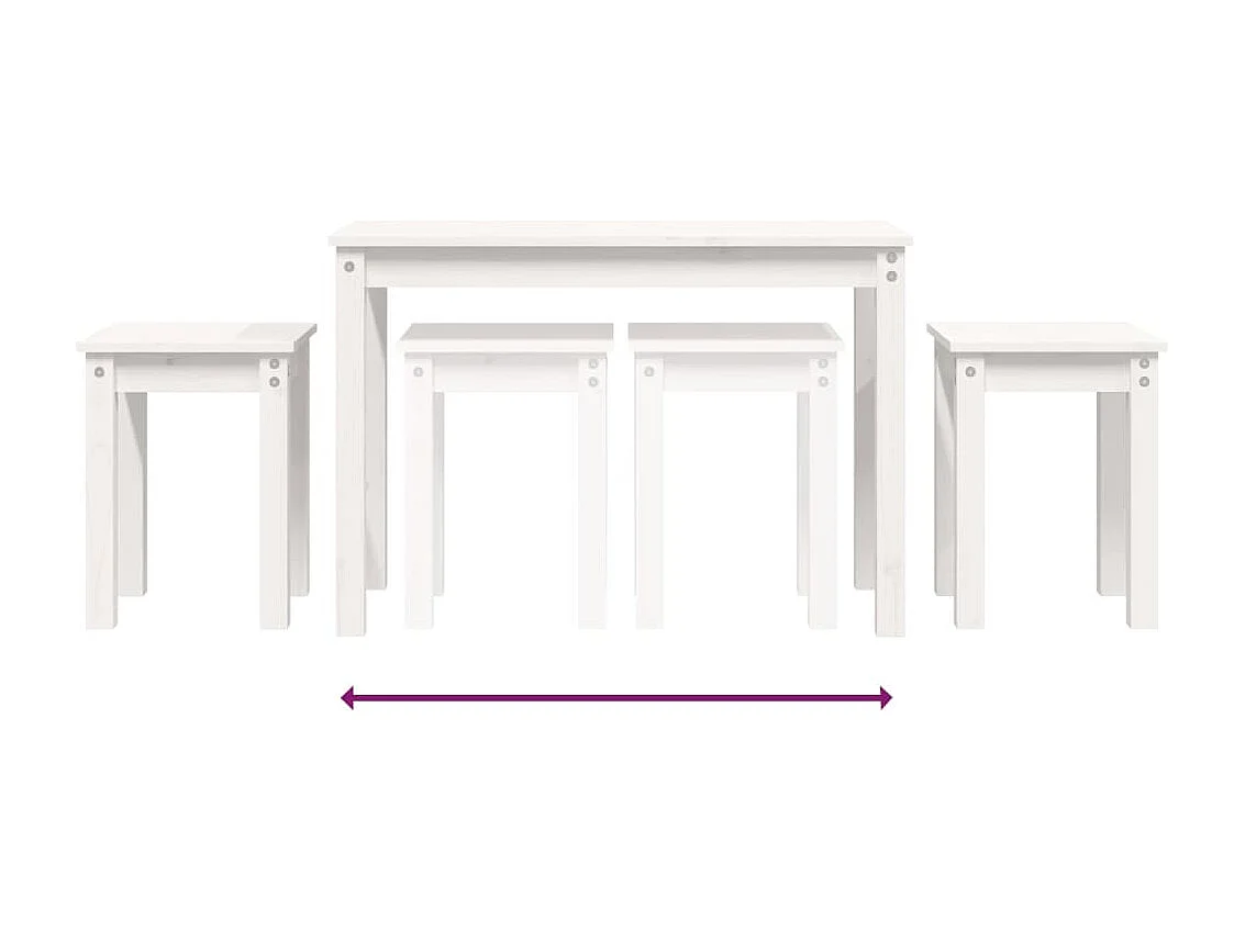 Tables gigognes 3 pcs Blanc Bois de pin massif