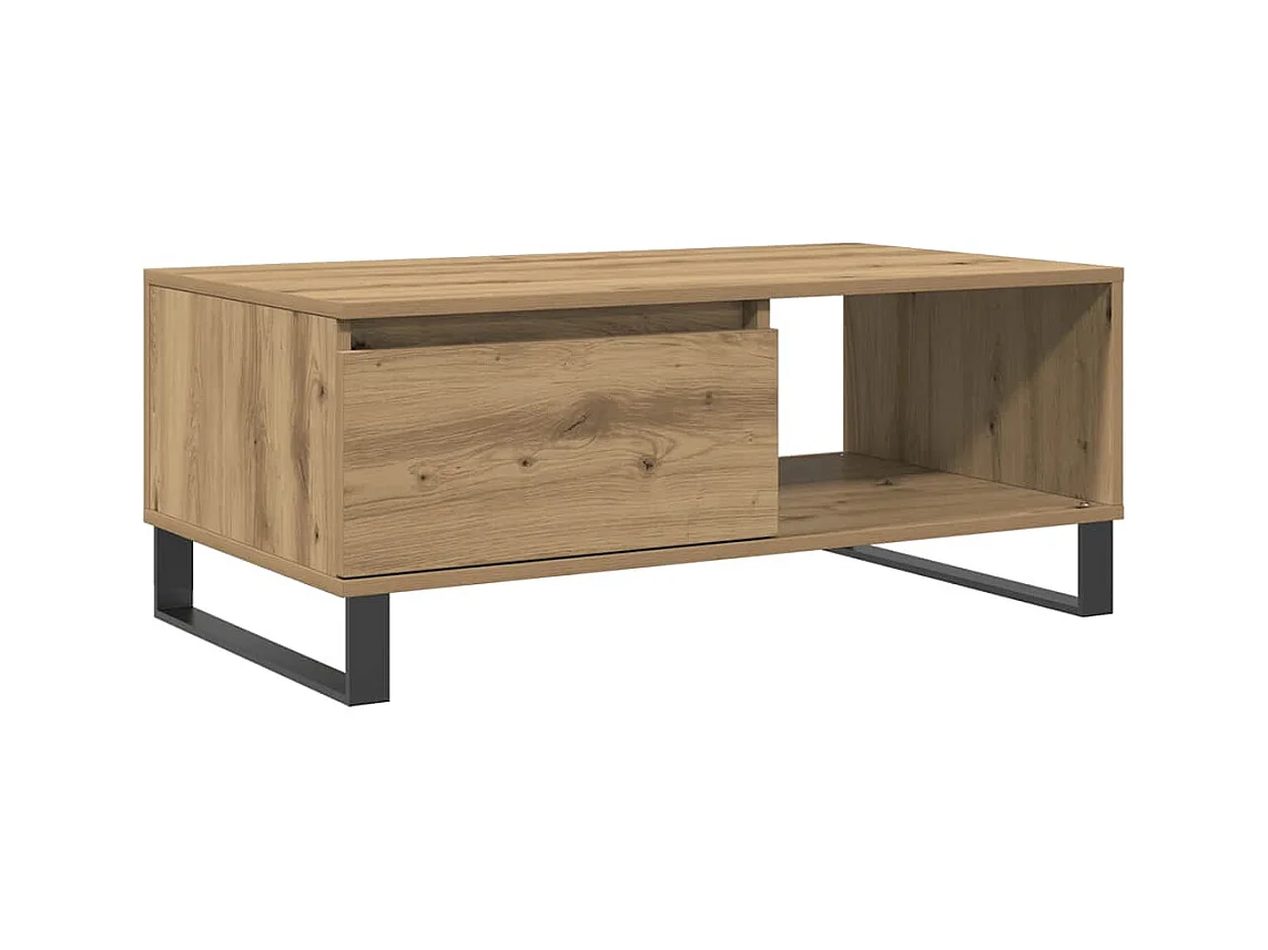 Handgemaakte eikenhouten salontafel 90x50x36,5 cm van bewerkt hout