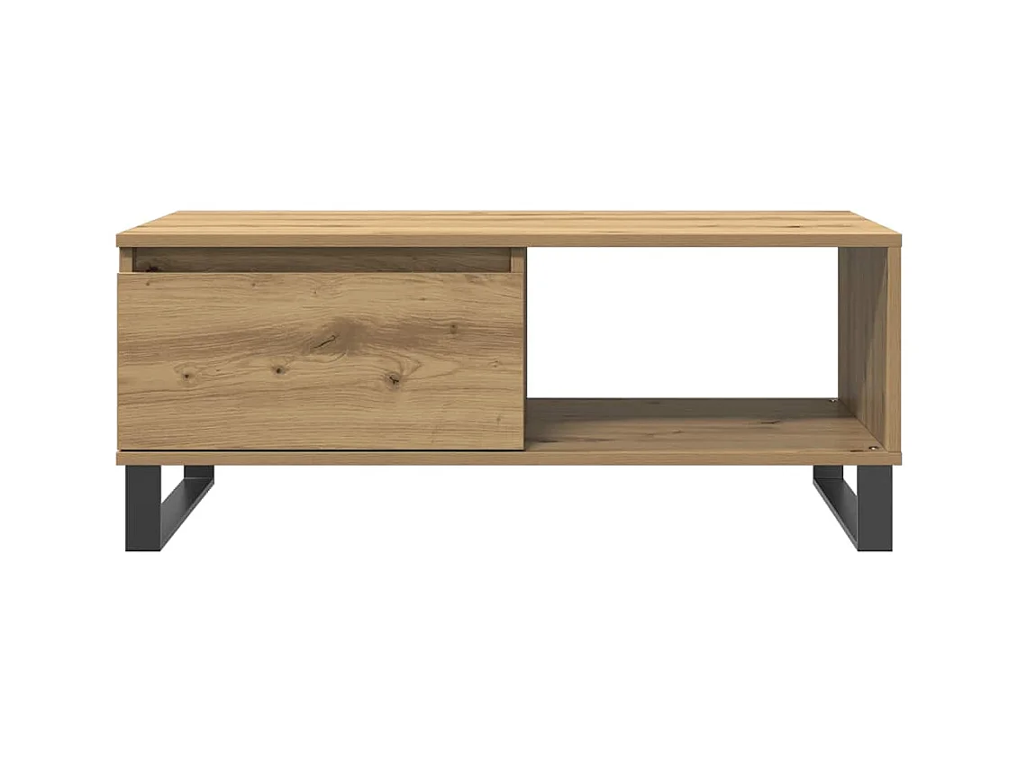 Handgemaakte eikenhouten salontafel 90x50x36,5 cm van bewerkt hout