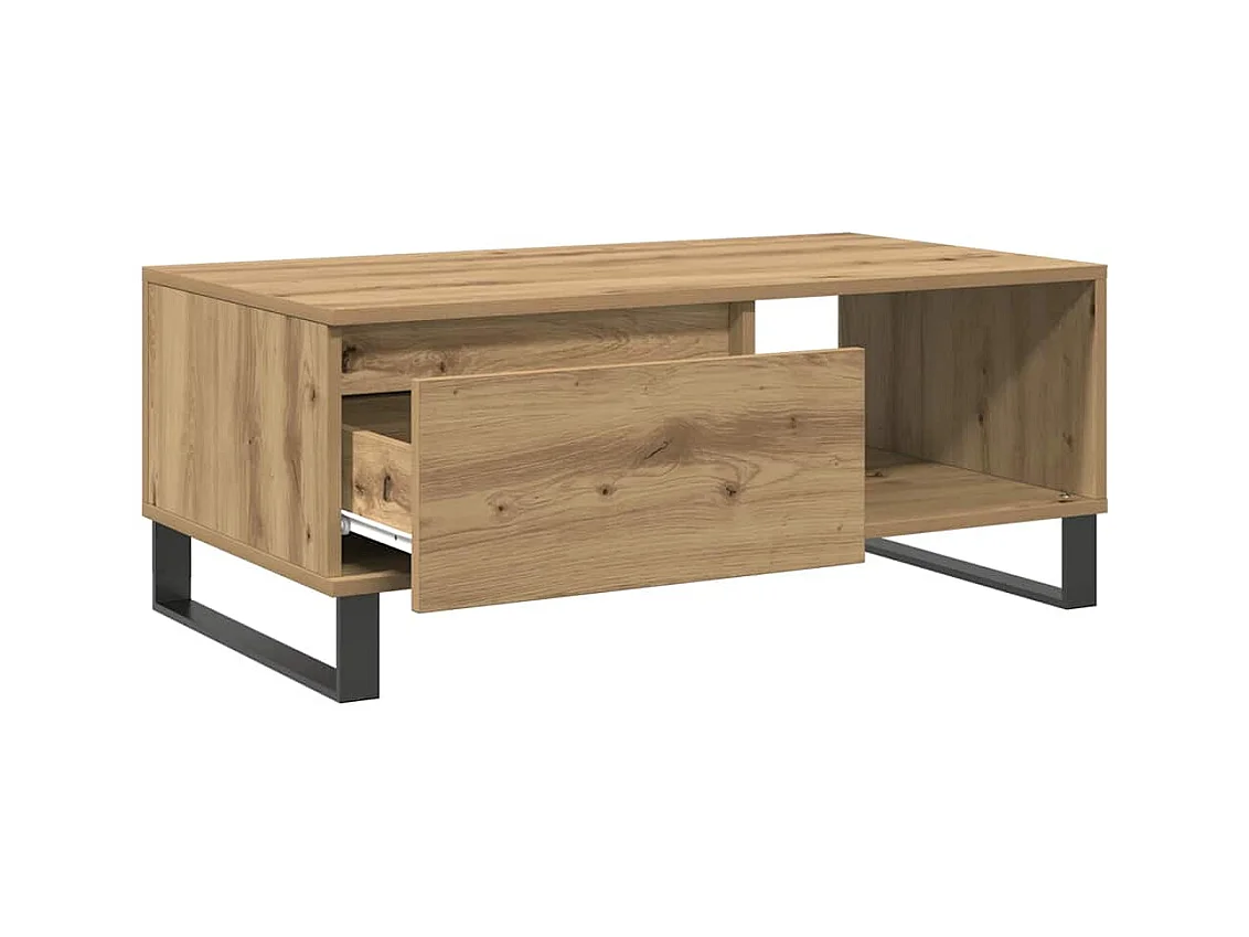 Handgemaakte eikenhouten salontafel 90x50x36,5 cm van bewerkt hout