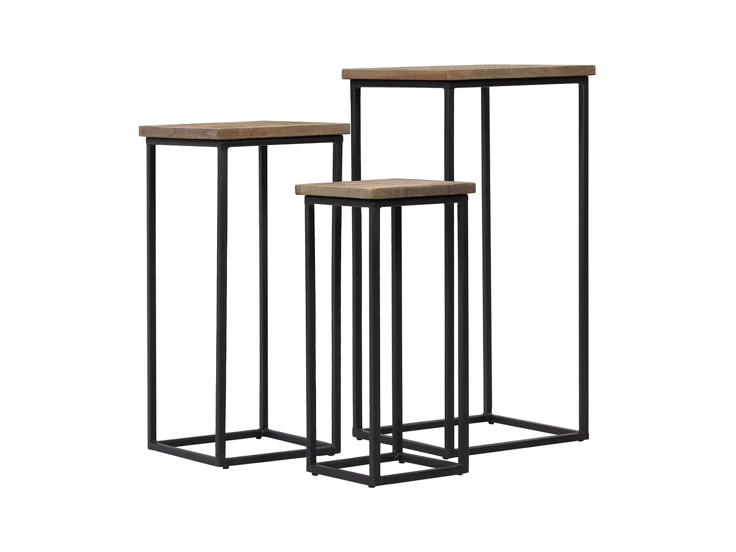 3-delige plantentafelset, gerecycled teakhout