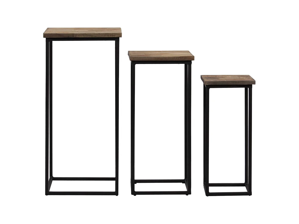 3-delige plantentafelset, gerecycled teakhout