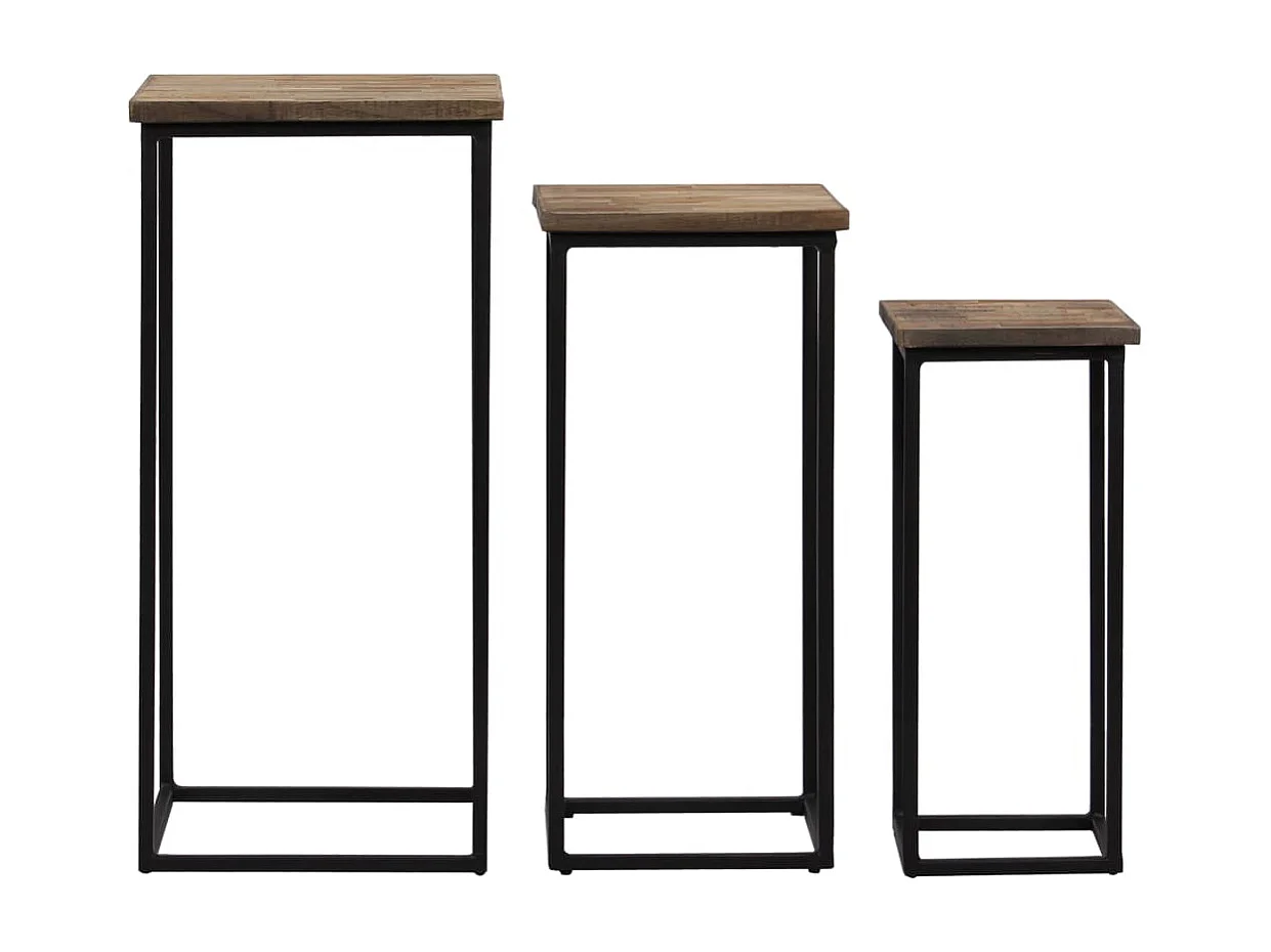 Juego de mesa para plantas de 3 piezas, teca reciclada