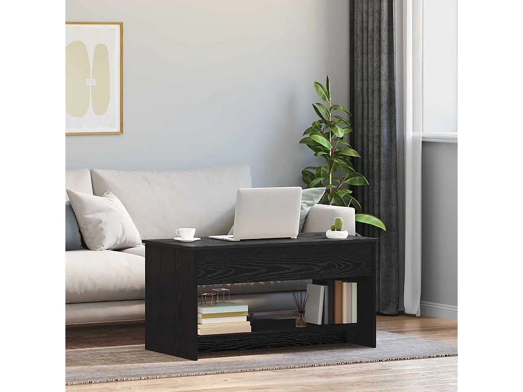 Salontafel Zwarte eik 102 x 50 x 52,5 cm Bewerkt hout