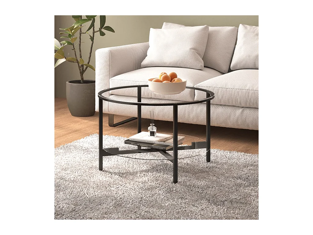 Table à thé Noir et transparent 70 cm Verre trempé