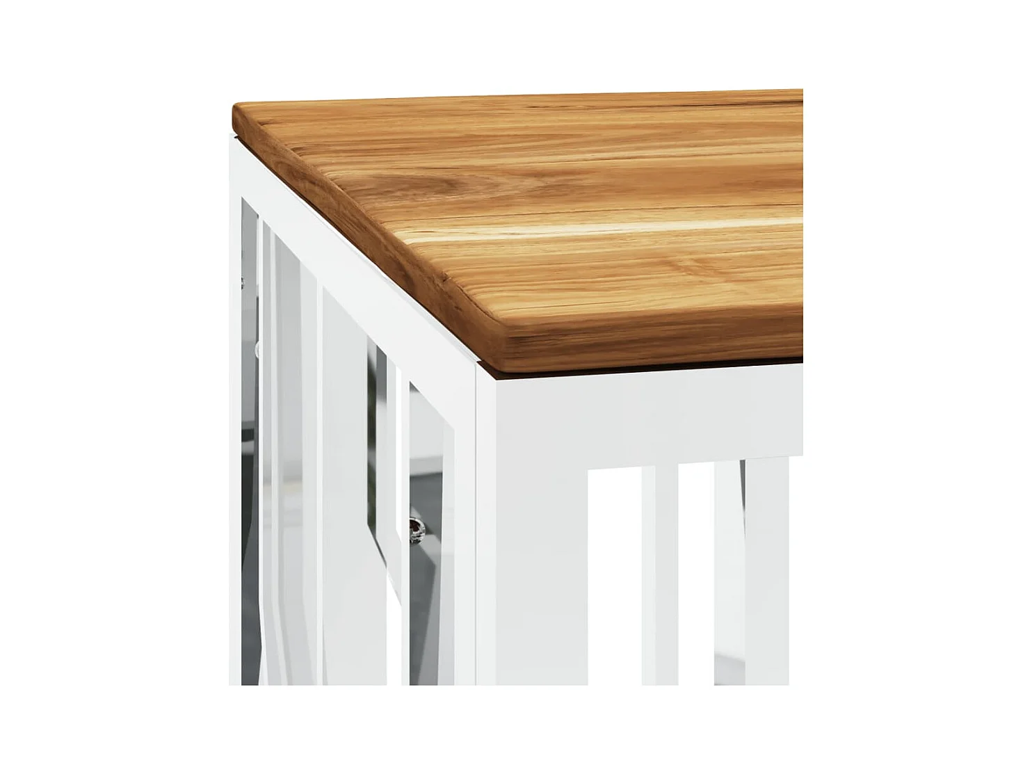Table basse argenté acier inoxydable et bois massif d'acacia