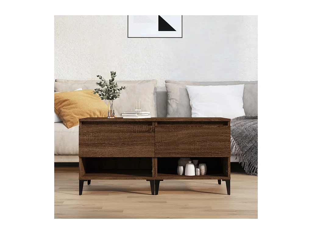 Bijzettafels 2 stuks Bruin eiken 50x46x50 cm Bewerkt hout