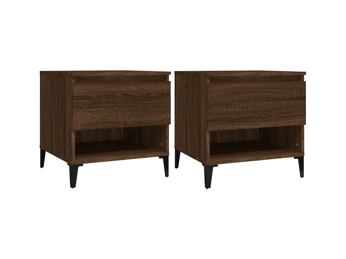 Bijzettafels 2 stuks Bruin eiken 50x46x50 cm Bewerkt hout