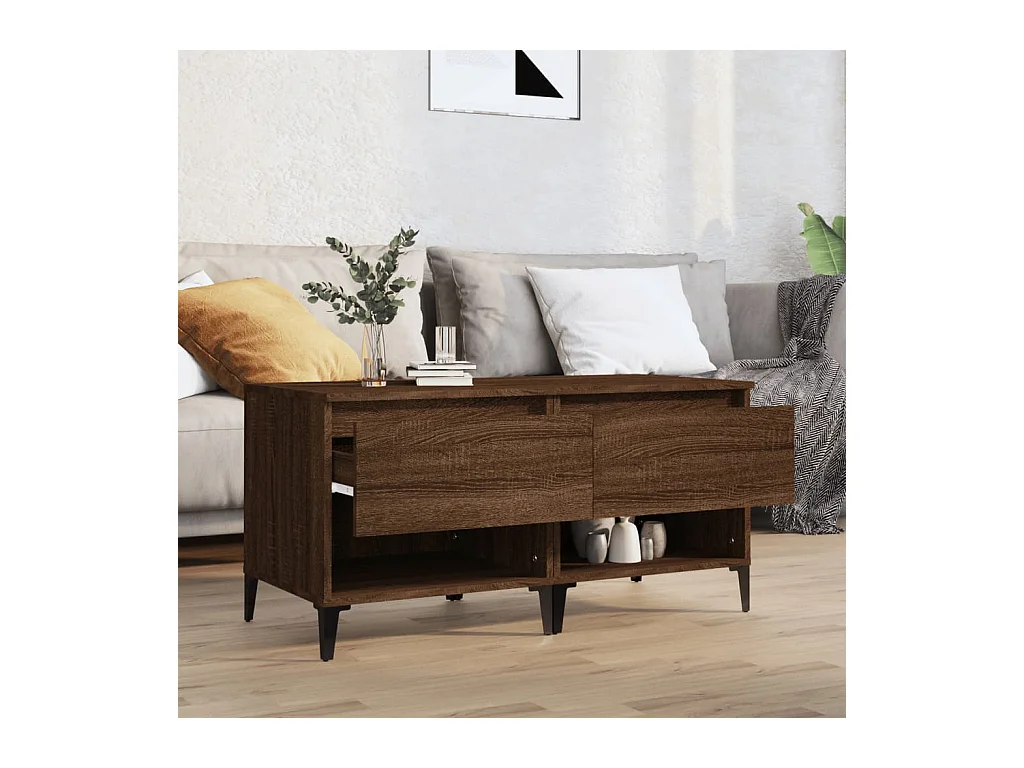 Bijzettafels 2 stuks Bruin eiken 50x46x50 cm Bewerkt hout