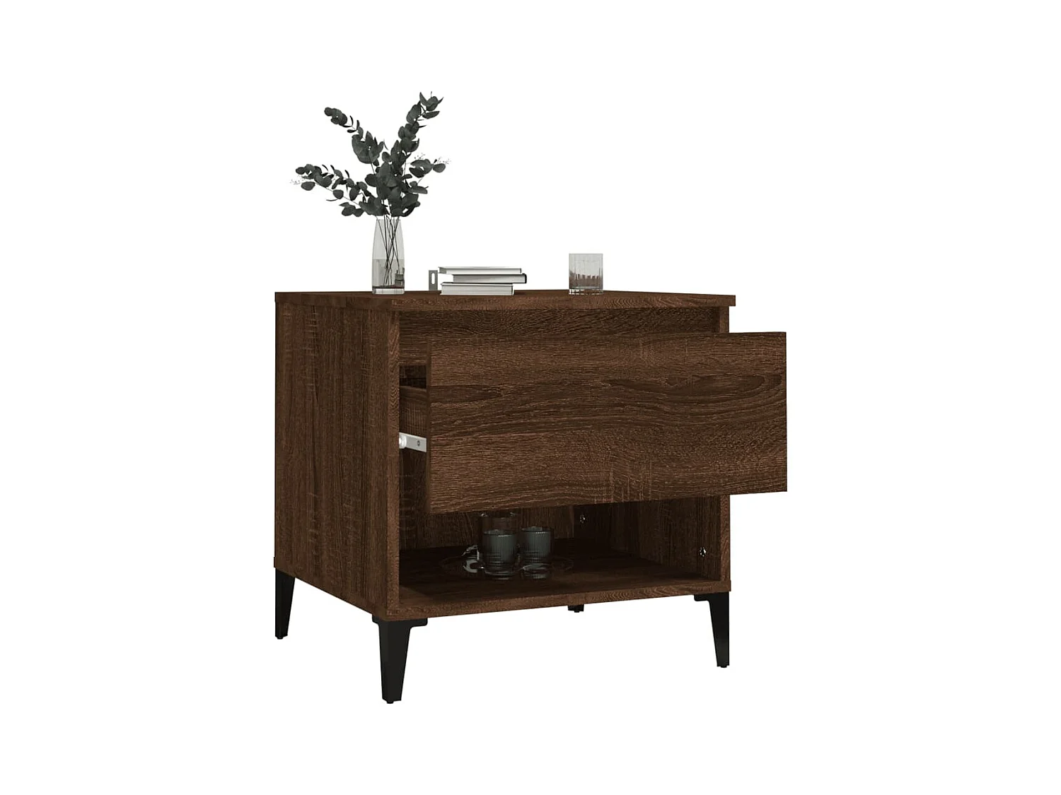 Bijzettafels 2 stuks Bruin eiken 50x46x50 cm Bewerkt hout