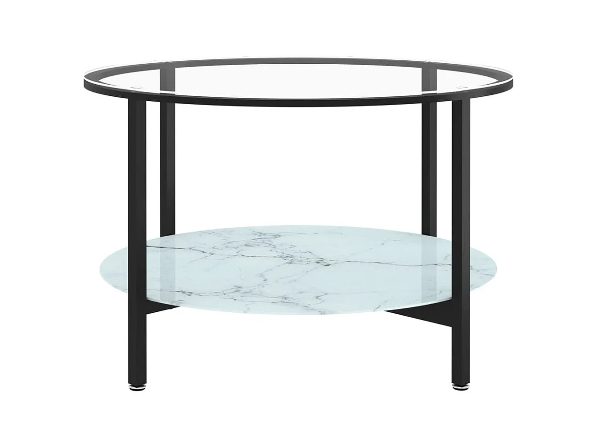 Zwart-witte marmeren theetafel 70 cm Gehard glas