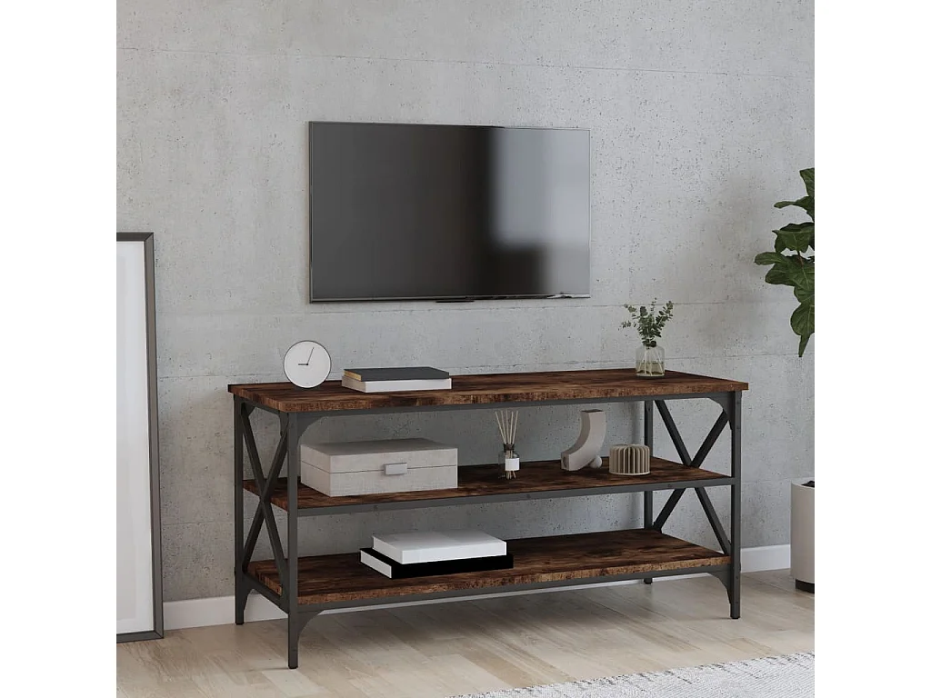 Meuble TV Chêne fumé 100x40x50 cm Bois d'ingénierie