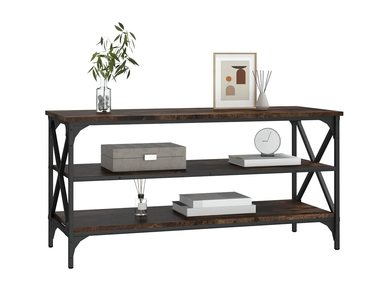 Meuble TV Chêne fumé 100x40x50 cm Bois d'ingénierie