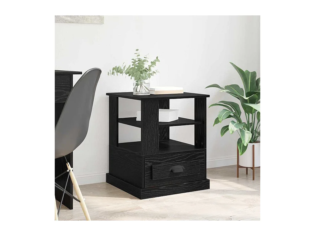 Comodino in rovere nero 50 x 50 x 60 cm in legno ingegnerizzato
