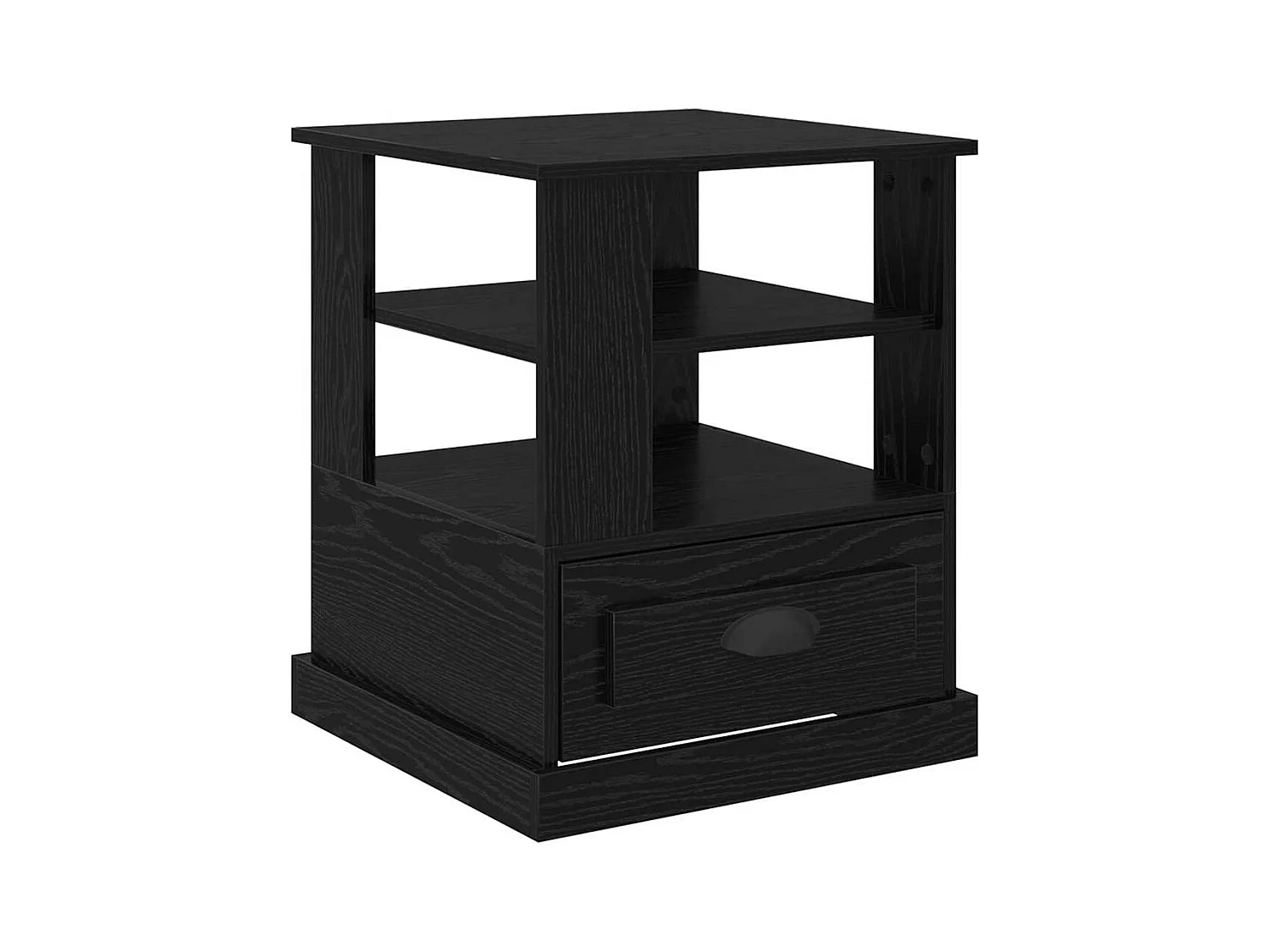 Comodino in rovere nero 50 x 50 x 60 cm in legno ingegnerizzato