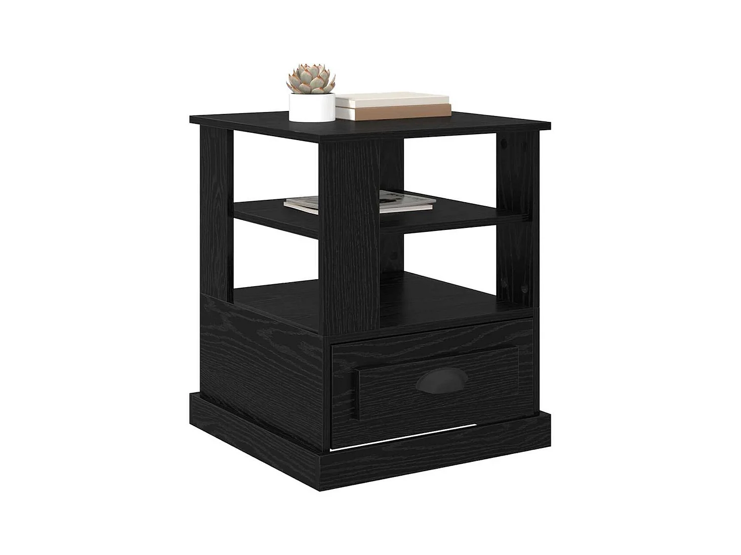 Comodino in rovere nero 50 x 50 x 60 cm in legno ingegnerizzato