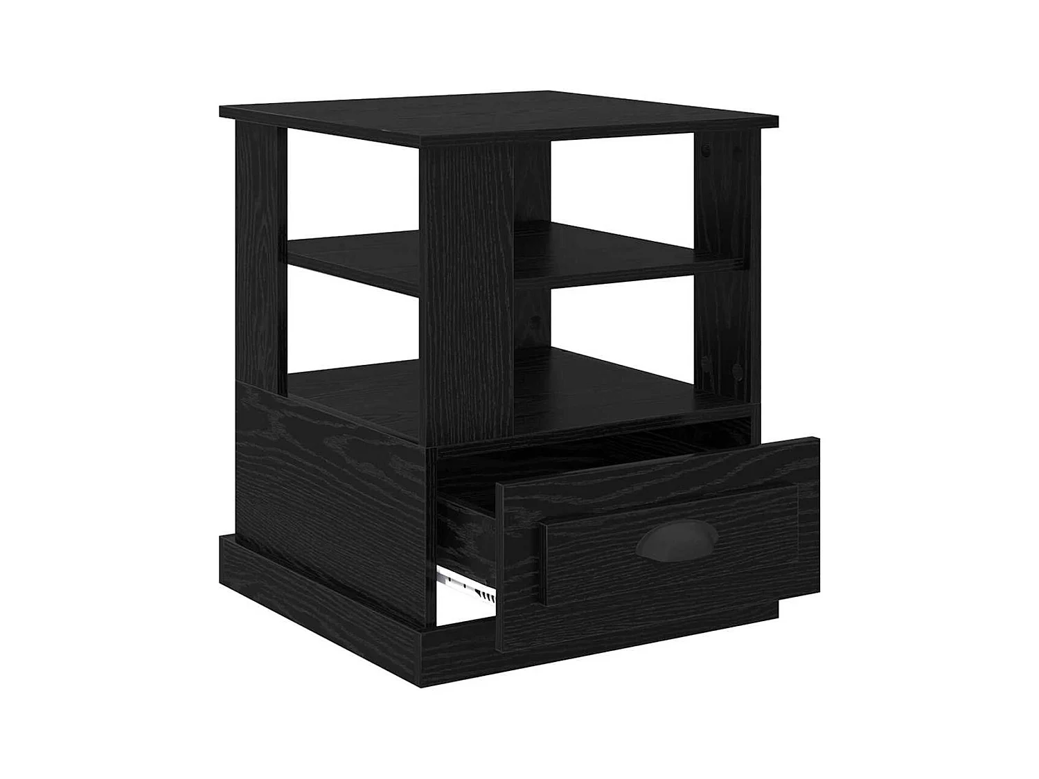 Comodino in rovere nero 50 x 50 x 60 cm in legno ingegnerizzato