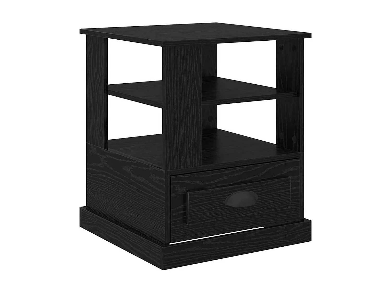 Comodino in rovere nero 50 x 50 x 60 cm in legno ingegnerizzato