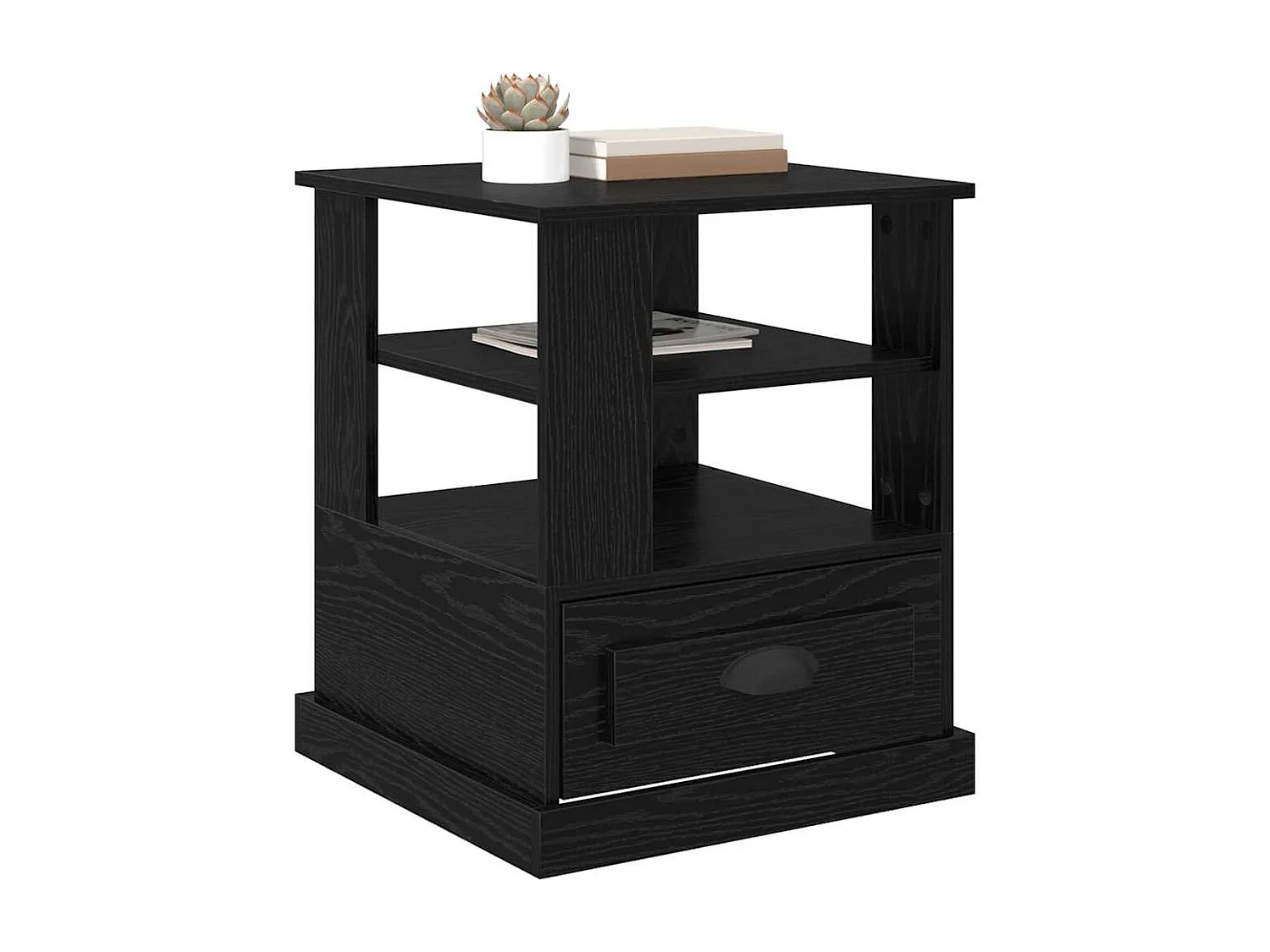 Comodino in rovere nero 50 x 50 x 60 cm in legno ingegnerizzato