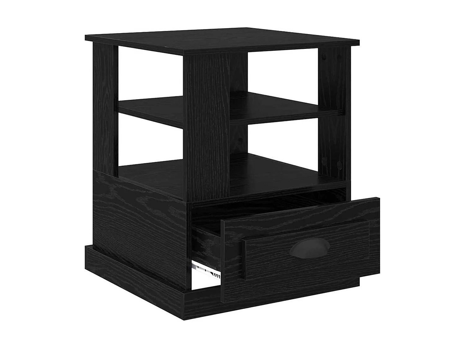 Comodino in rovere nero 50 x 50 x 60 cm in legno ingegnerizzato