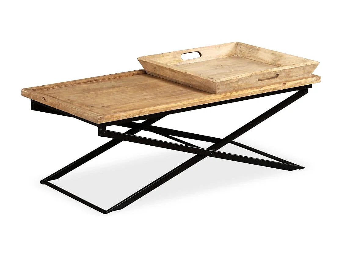 Tavolino da caffè in legno massello di mango 110x55x42 cm