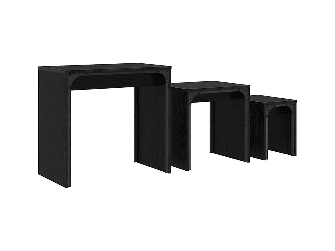 Salontafel nestelset 3 stuks Zwart eiken 60 x 35 x 56 cm