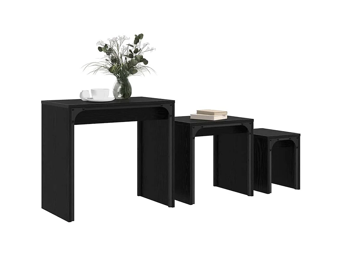 Salontafel nestelset 3 stuks Zwart eiken 60 x 35 x 56 cm