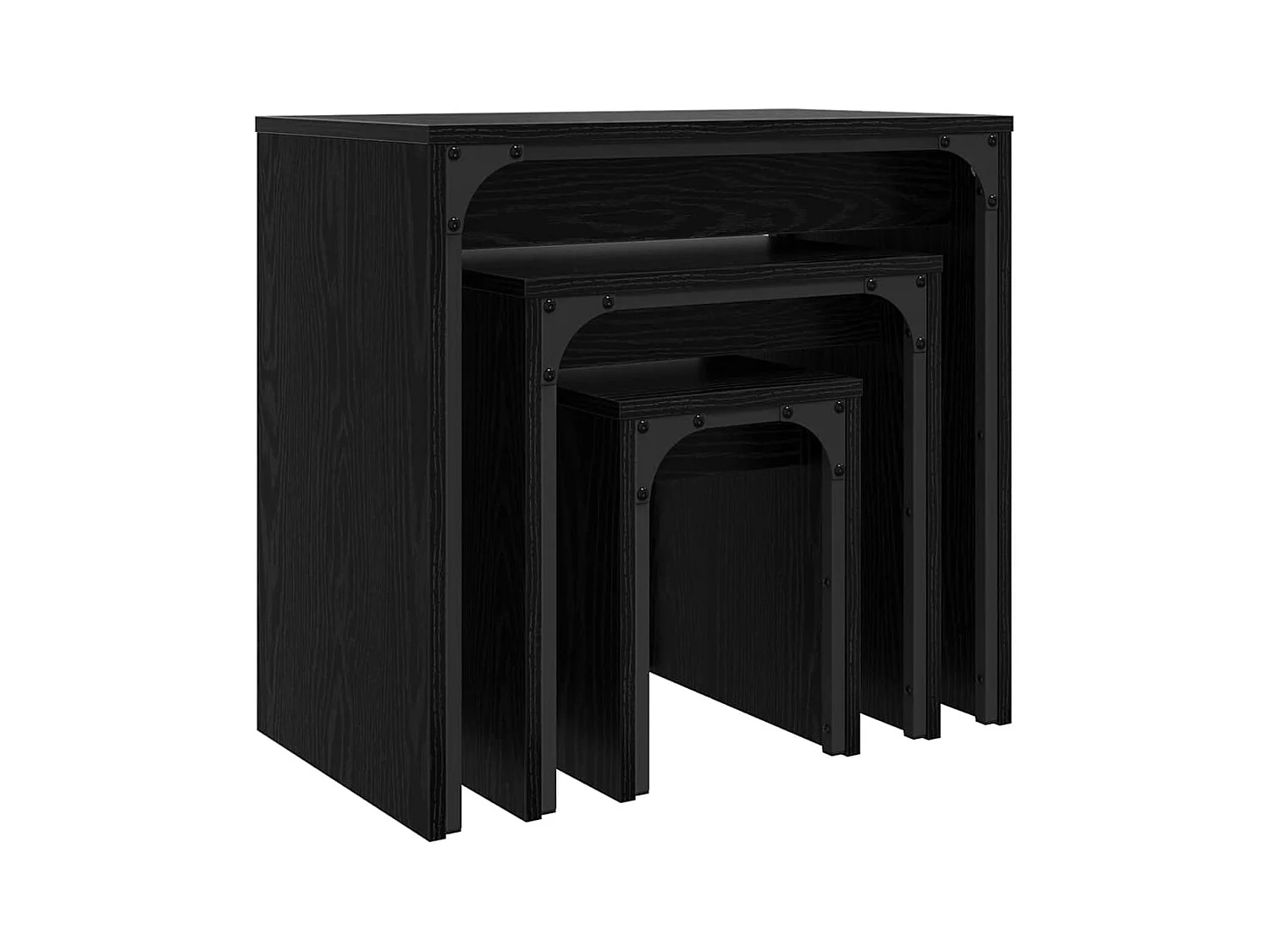 Salontafel nestelset 3 stuks Zwart eiken 60 x 35 x 56 cm