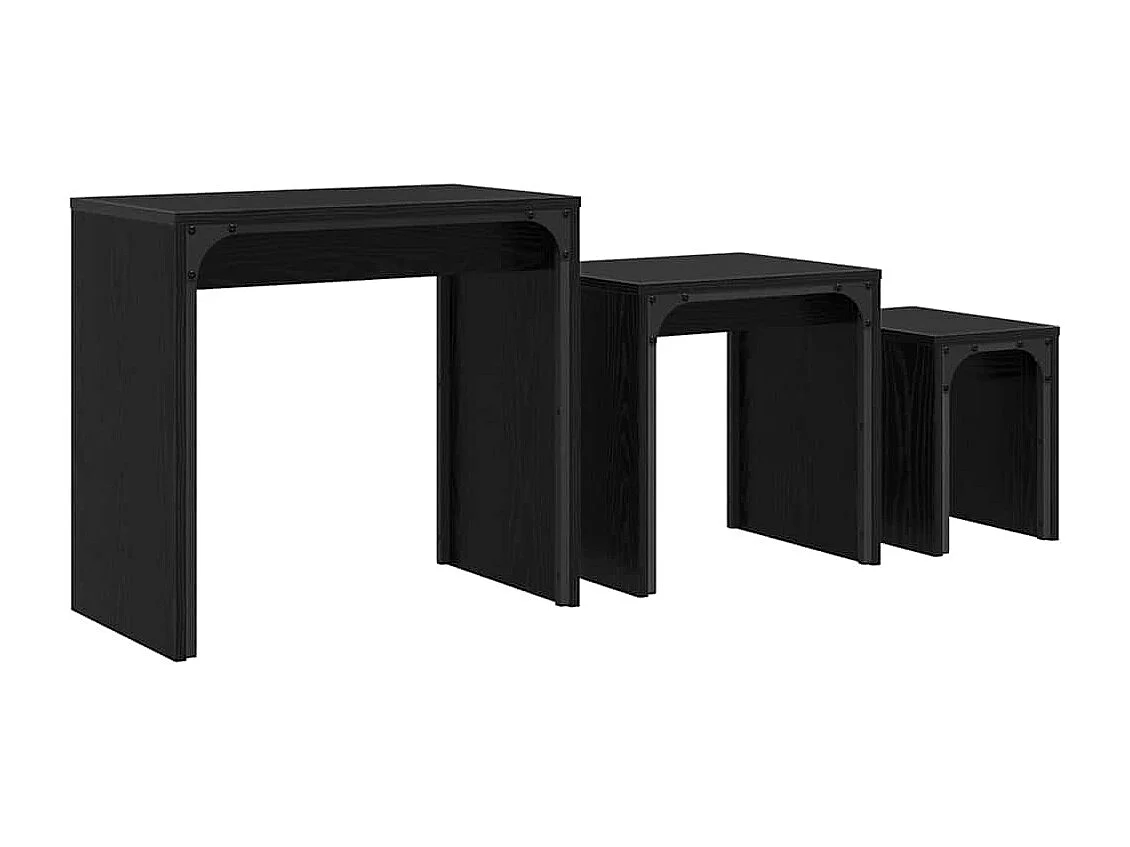 Tavolino da caffè impilabile 3 pezzi Rovere nero 60 x 35 x 56 cm