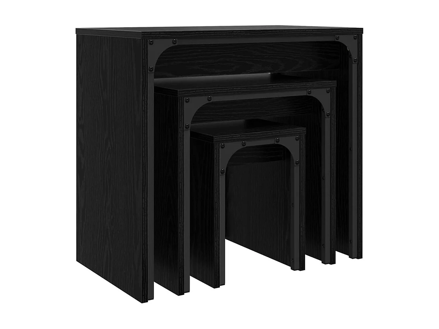 Tavolino da caffè impilabile 3 pezzi Rovere nero 60 x 35 x 56 cm