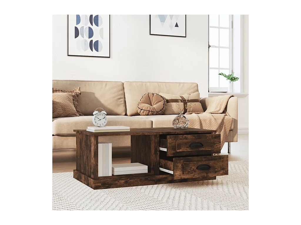 Table basse Chêne fumé 90x50x35 cm Bois d'ingénierie