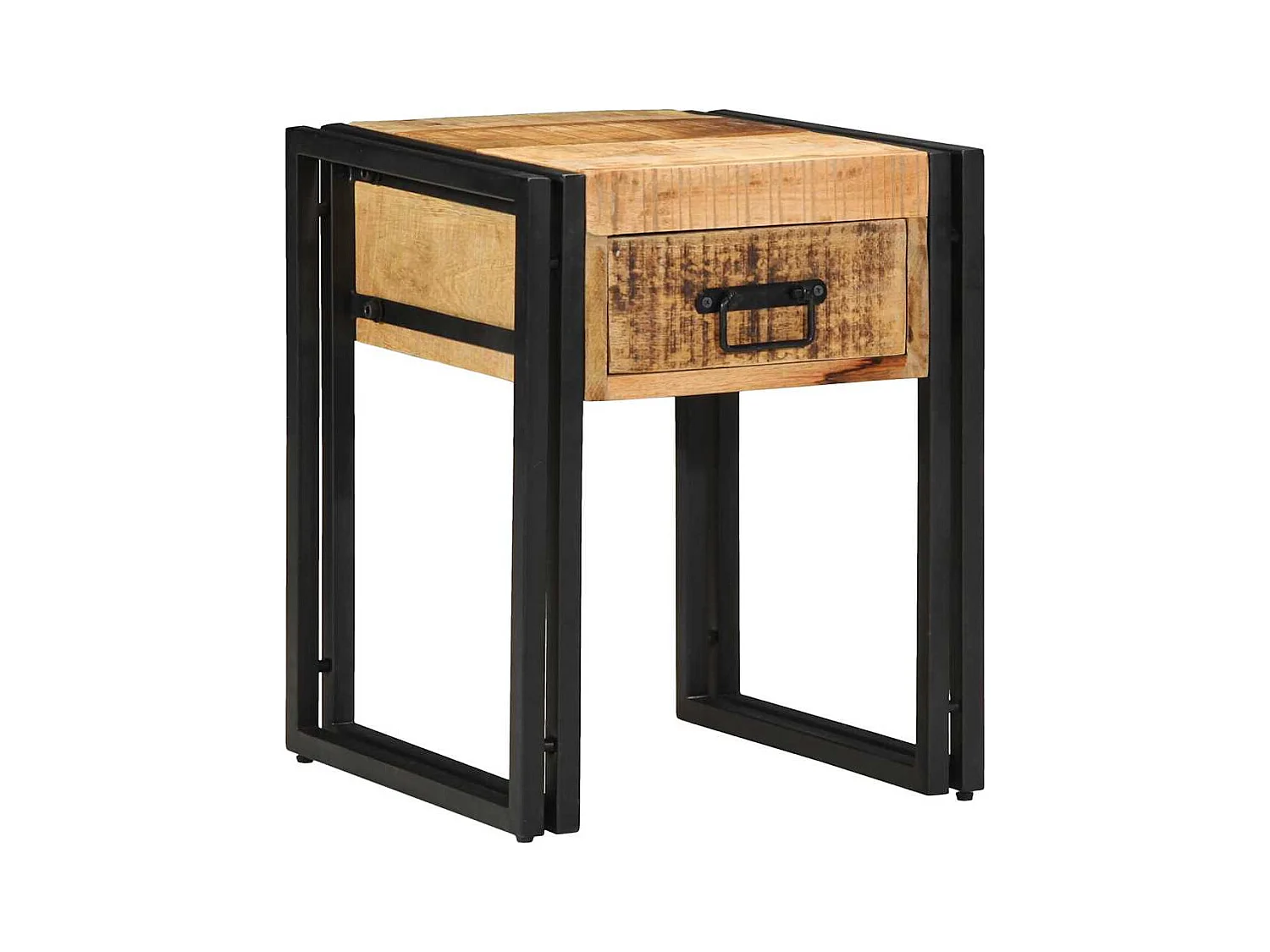 Tavolino laterale marrone 40 x 40 x 50 cm in legno massello di mango