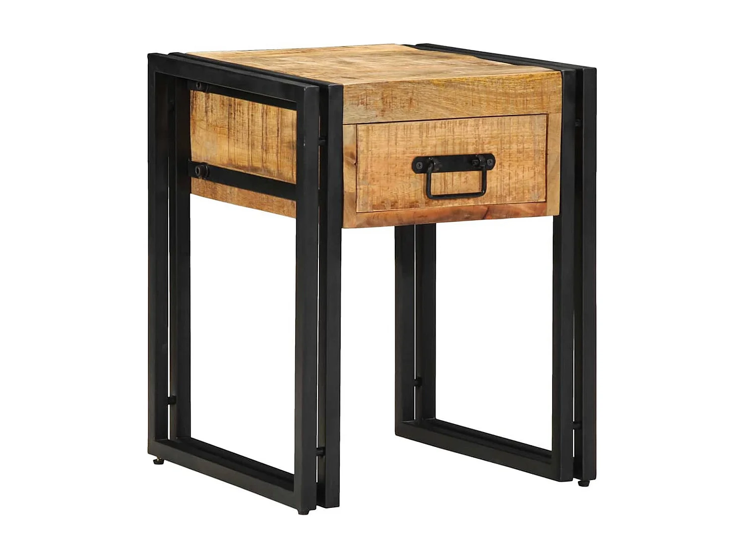 Tavolino laterale marrone 40 x 40 x 50 cm in legno massello di mango