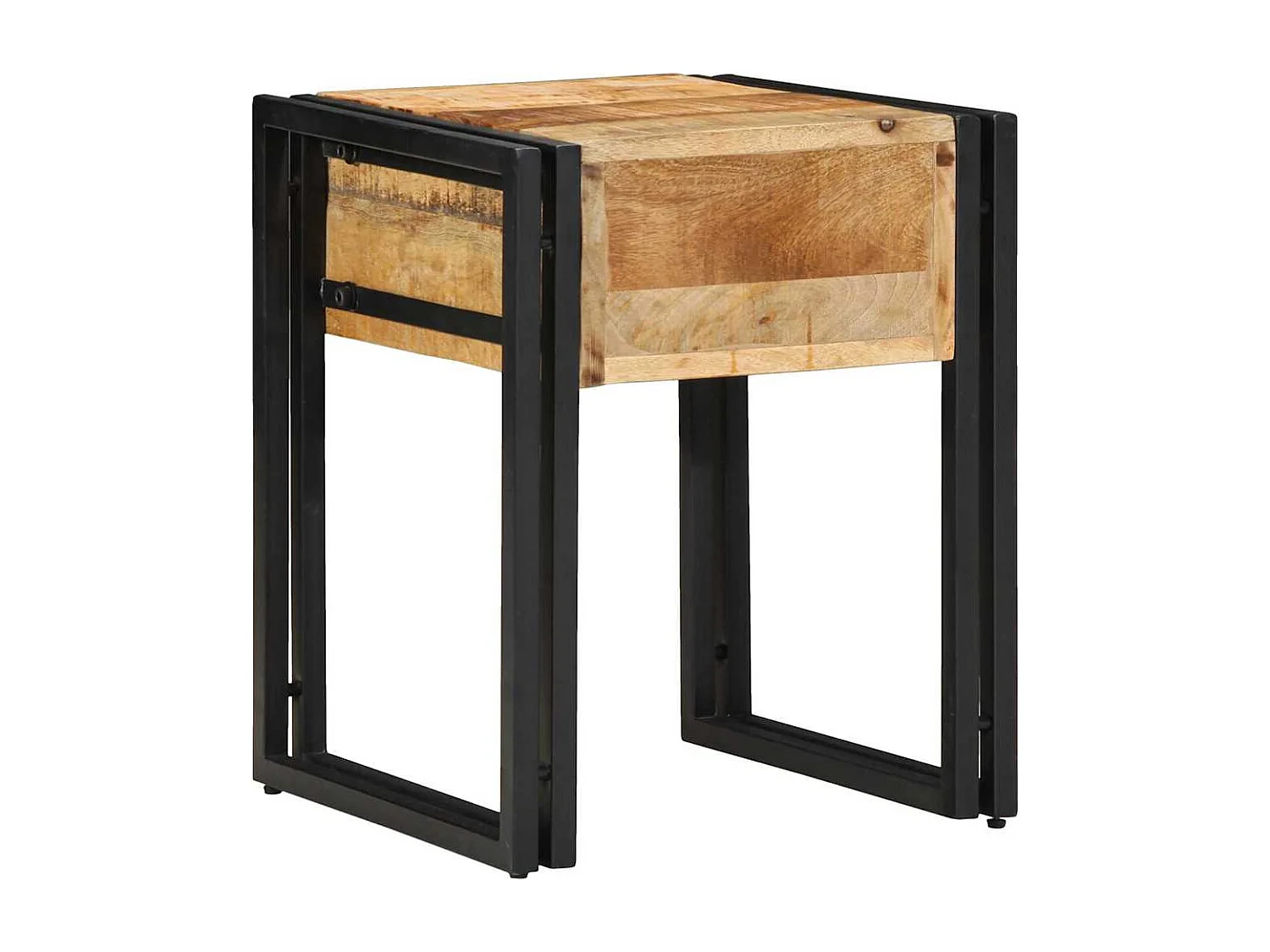 Tavolino laterale marrone 40 x 40 x 50 cm in legno massello di mango