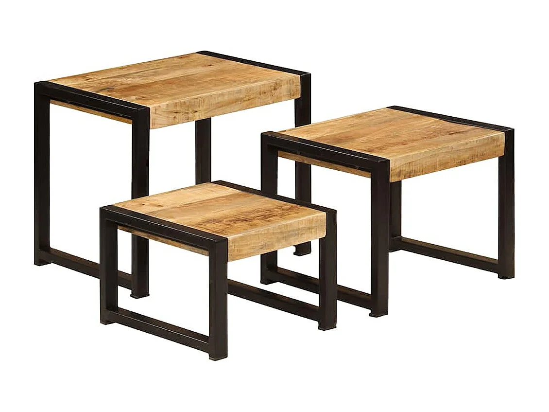 Mesas nido 3 piezas Madera maciza de mango