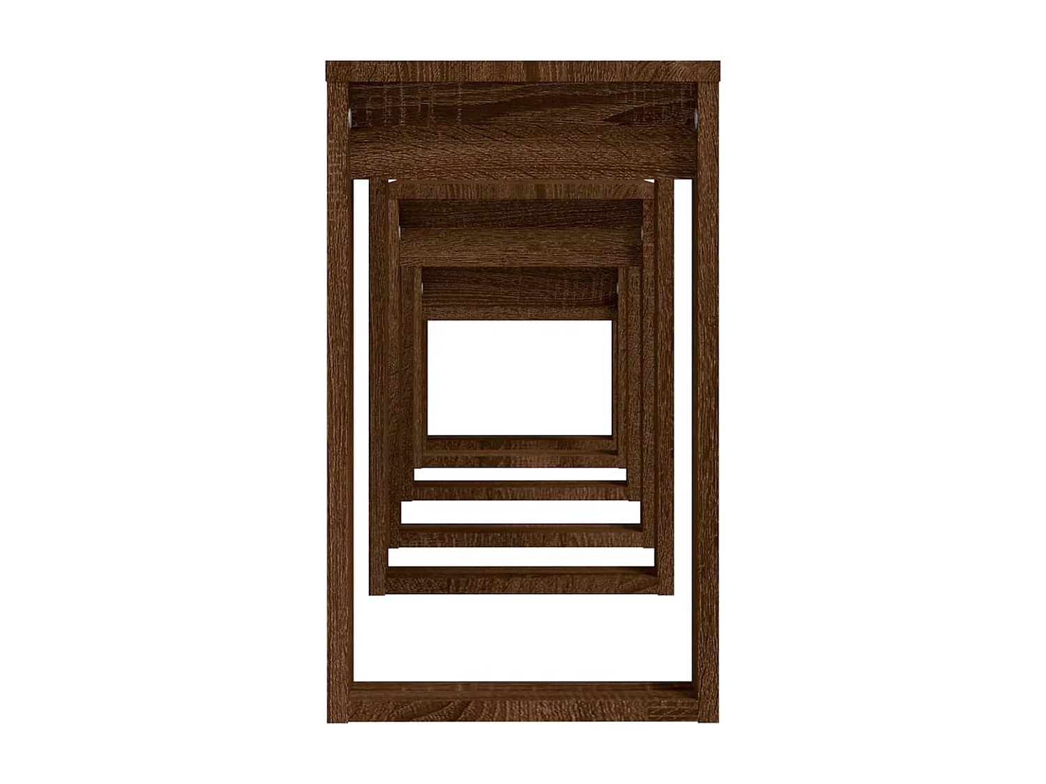 Tavolini impilabili 3 pezzi in legno ingegnerizzato color rovere marrone