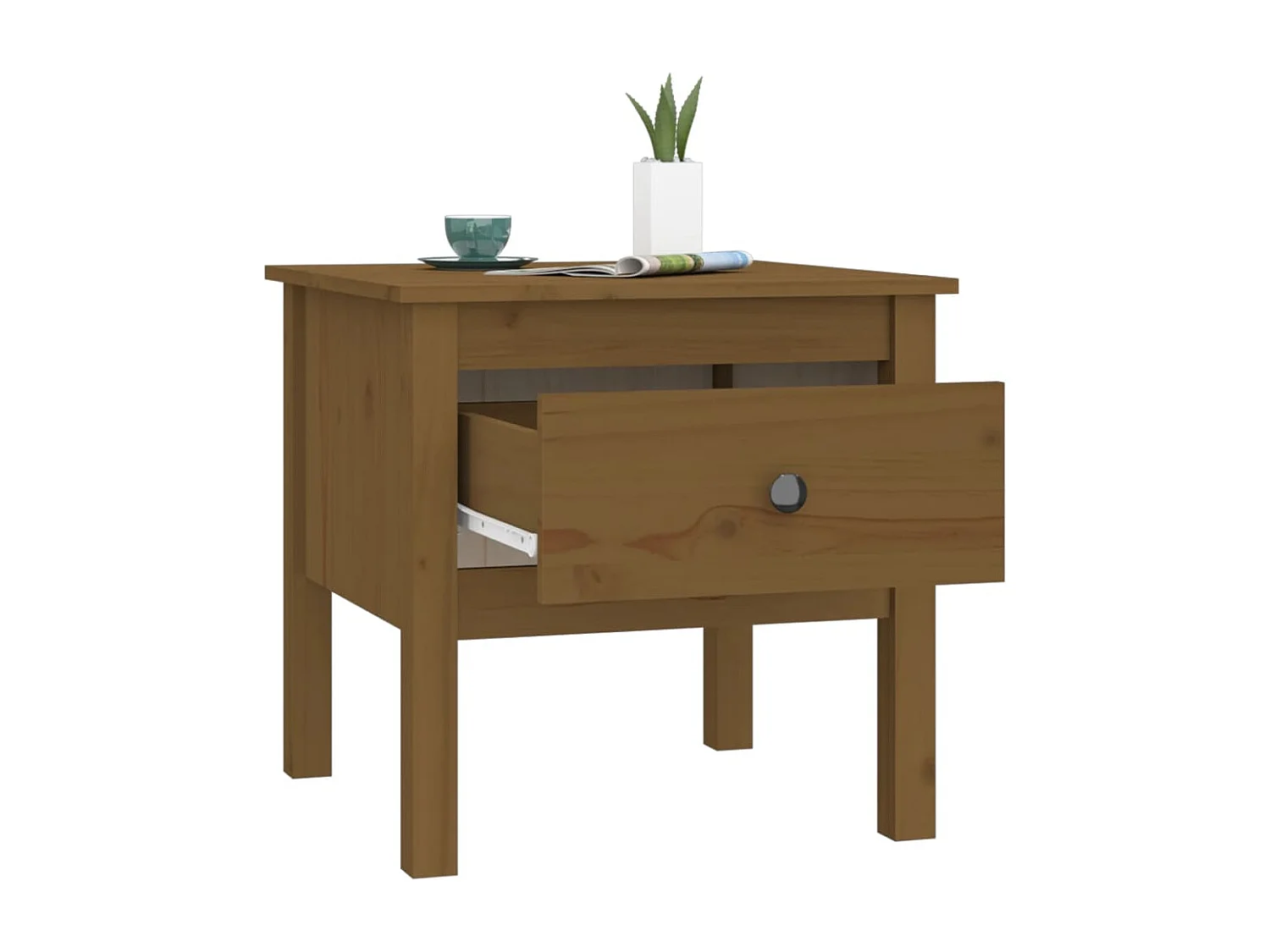 Mesa auxiliar marrón miel 50x50x49 cm Madera maciza de pino