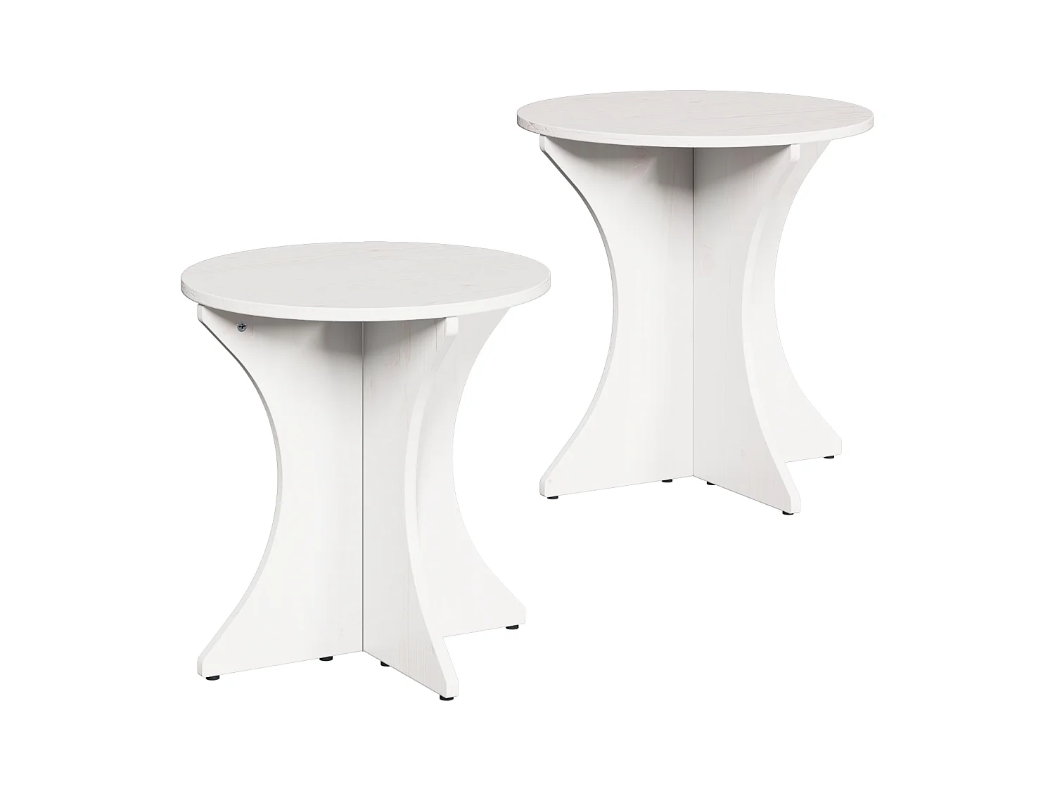 Tavolino da caffè 2 pezzi Bianco 46 x 46 x 47 cm Legno massello di pino