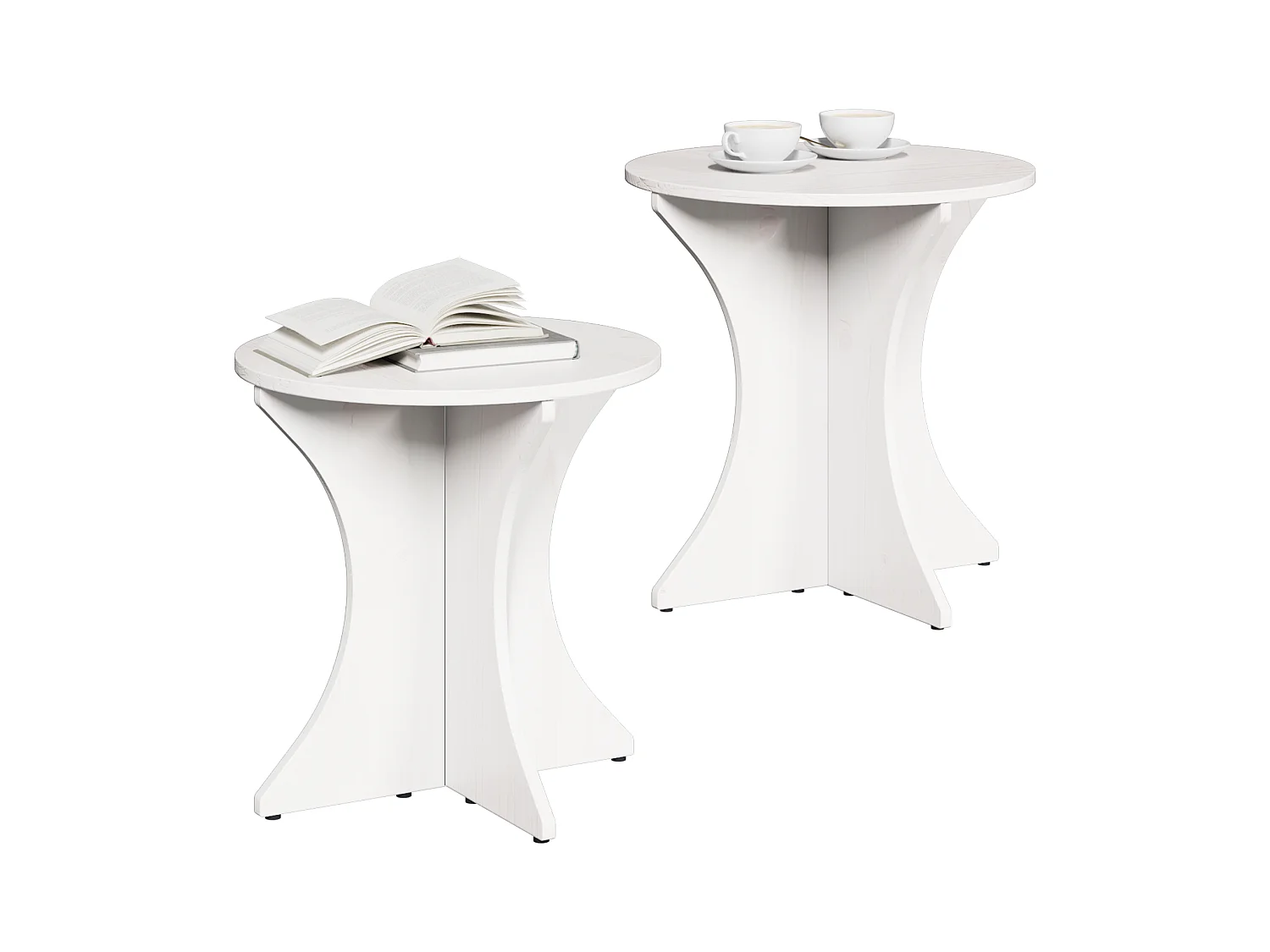 Tavolino da caffè 2 pezzi Bianco 46 x 46 x 47 cm Legno massello di pino