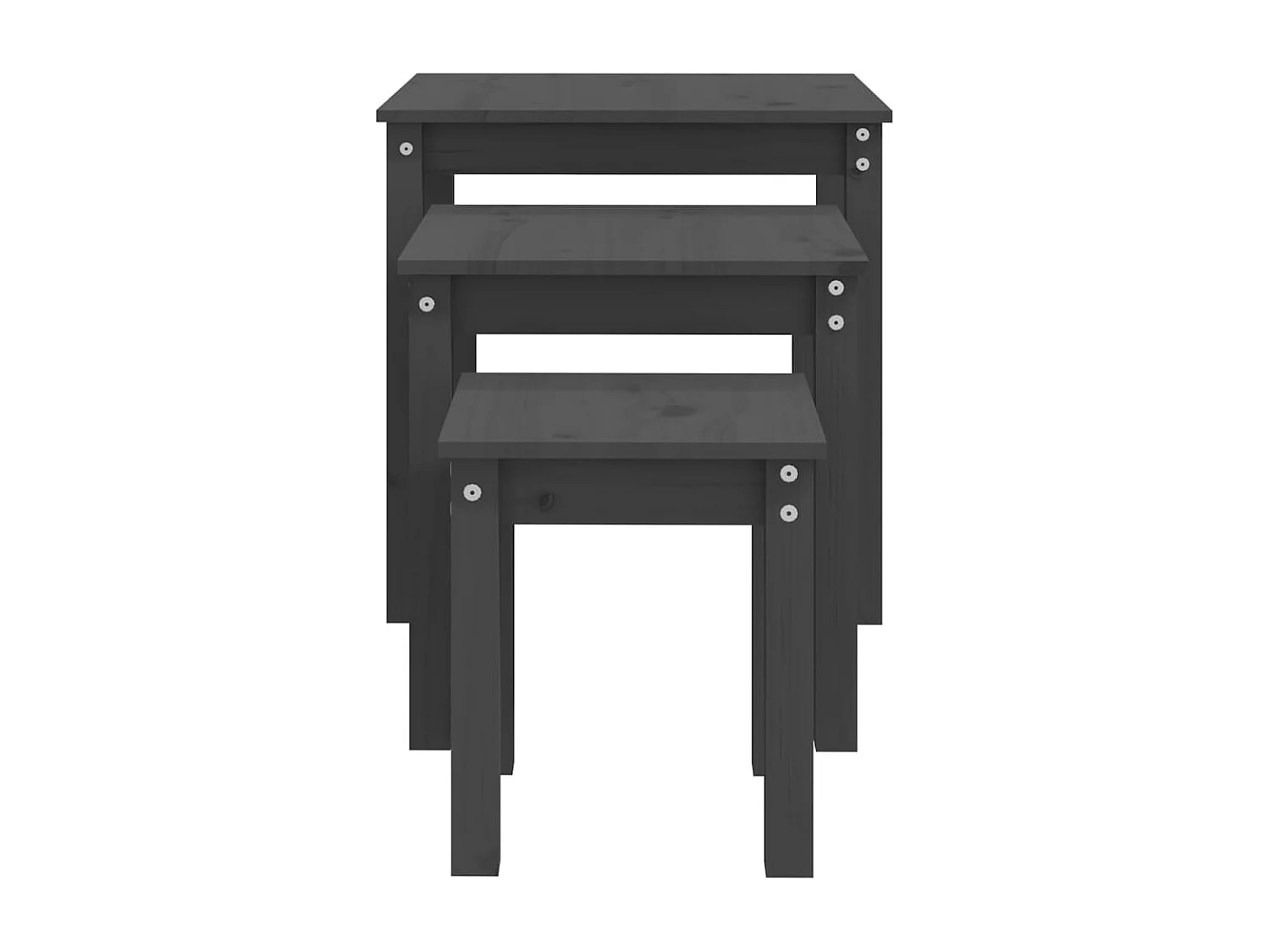 Tables gigognes 3 pcs Gris Bois de pin massif