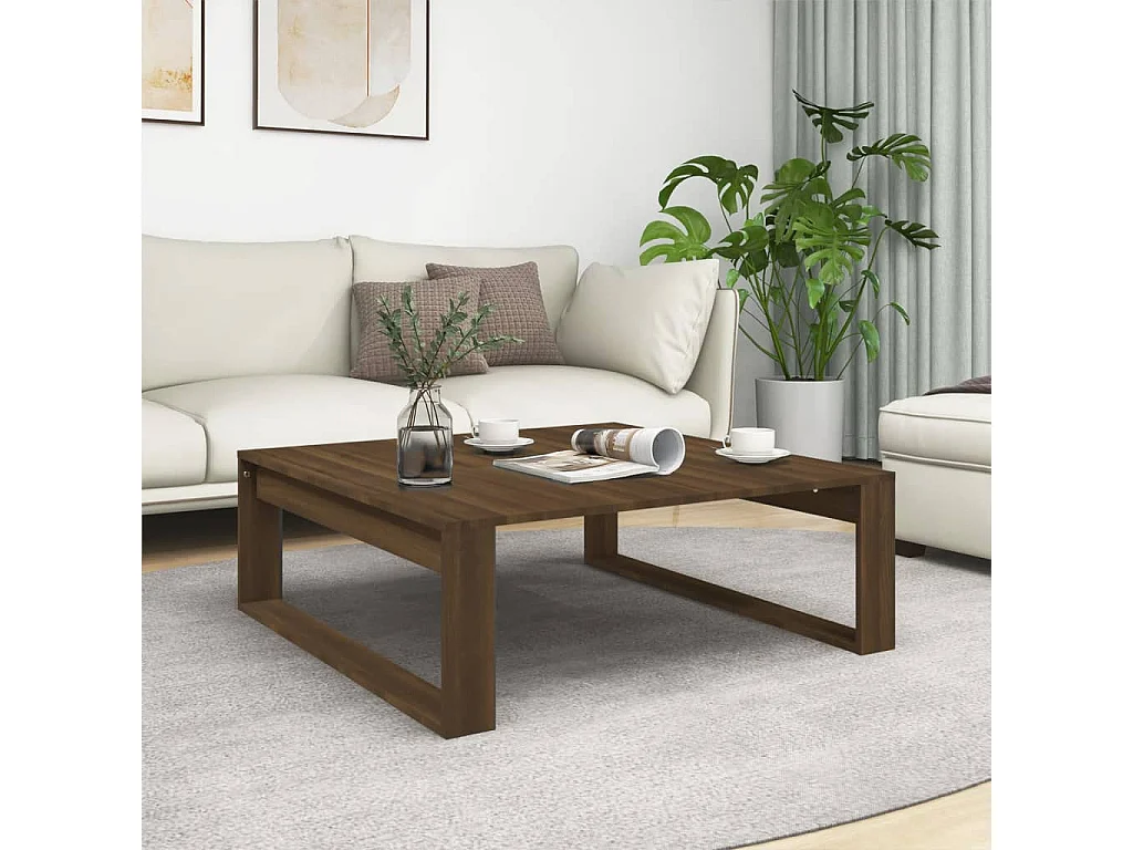 Salontafel Bruin eiken 100x100x35 cm Bewerkt hout