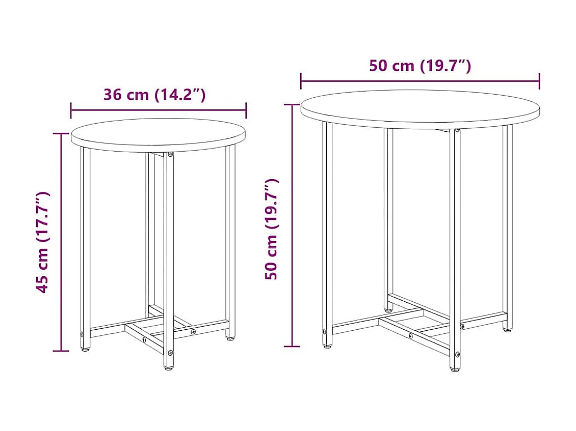 Ensemble de tables d'appoint 2 pcs Chêne artisanal et noir