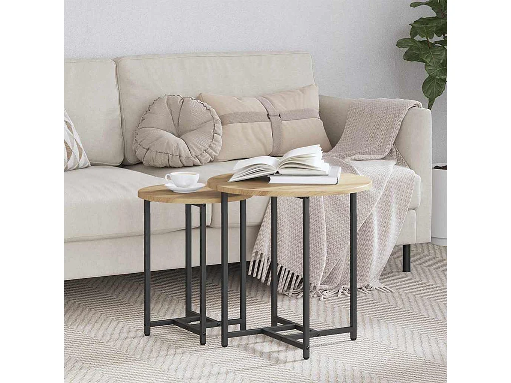 Ensemble de tables d'appoint 2 pcs Chêne artisanal et noir