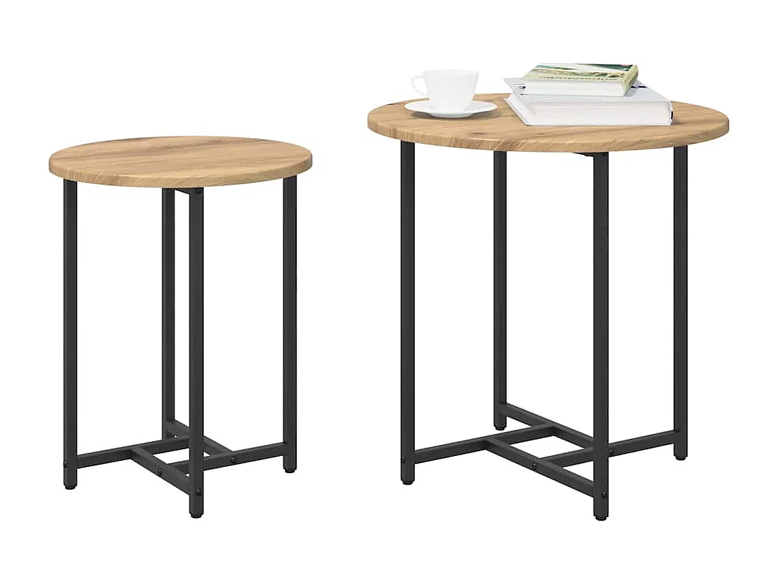 Ensemble de tables d'appoint 2 pcs Chêne artisanal et noir